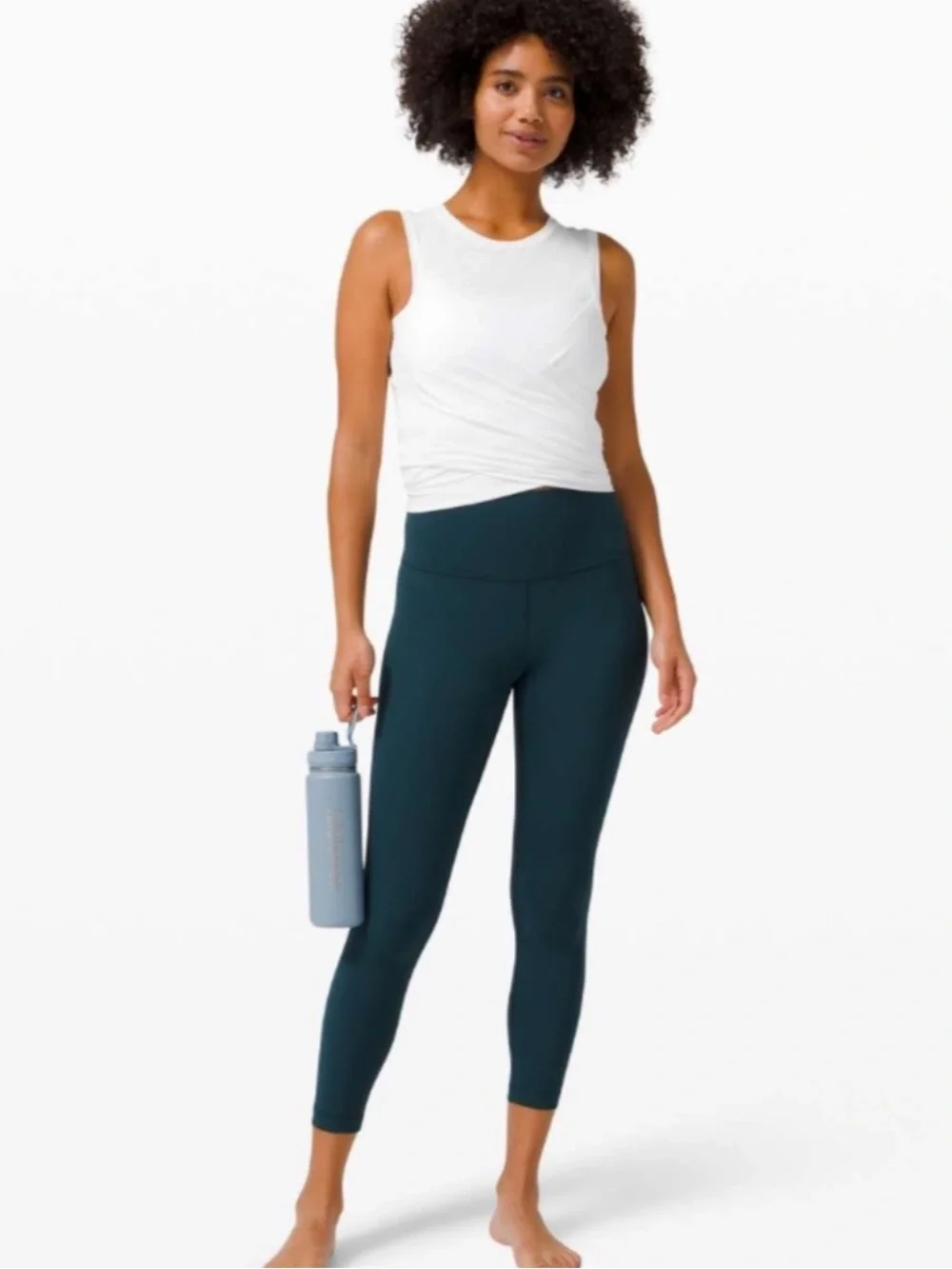 Lululemon Athletica gathering grow tank white size 2 EUC wrap tie crop yoga